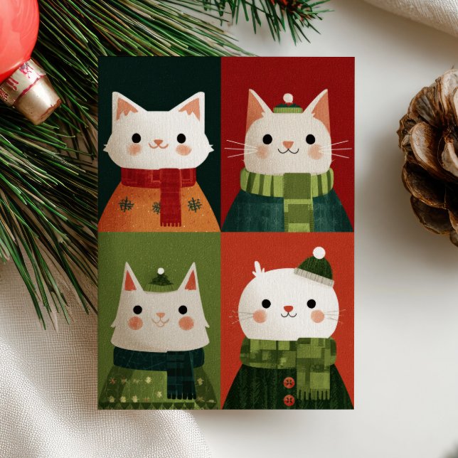 Tarjeta Festiva Cartoon Xmas Kittens Meowy Christmas Cat Photo (Subido por el creador)
