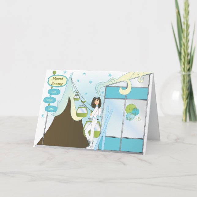 Tarjeta Festiva Casa de campo elegante del esquí (Anverso)