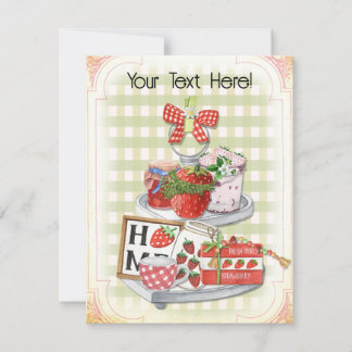 Tarjeta Festiva Casa de cultivo de fresa, con ocasión, en blanco