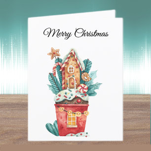 Tarjeta Festiva Casa de dulces mágicos personalizados, Feliz Navid