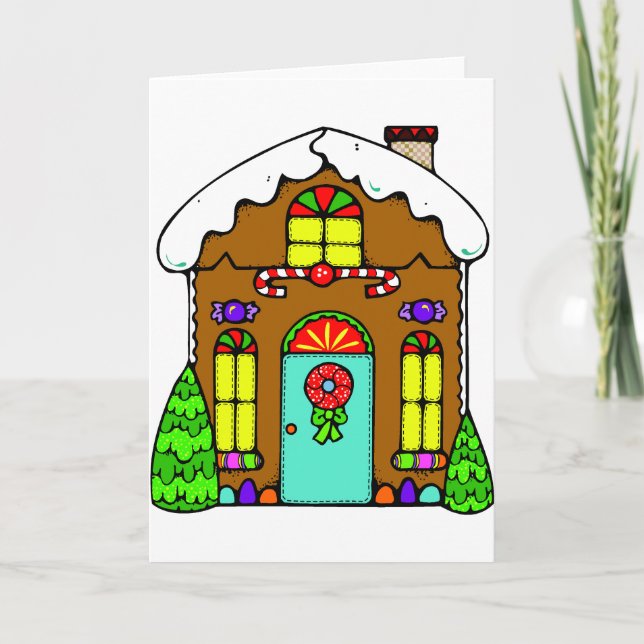 Tarjeta Festiva Casa de Gingerbread (Anverso)