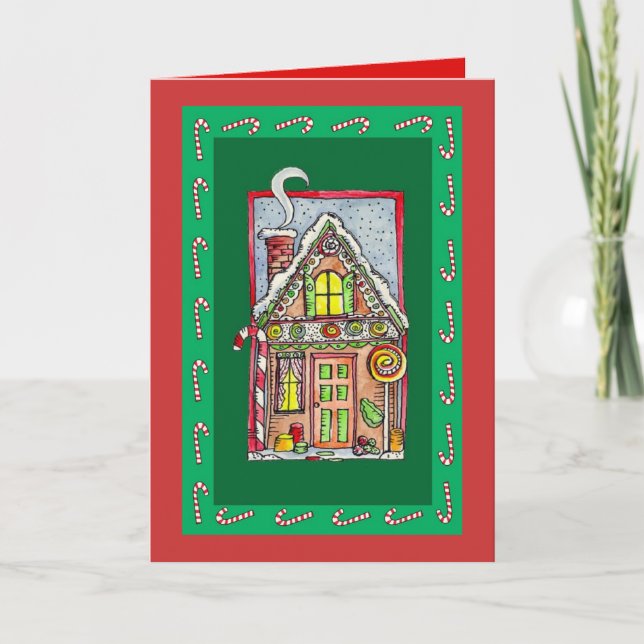 Tarjeta Festiva Casa de Gingerbread (Anverso)