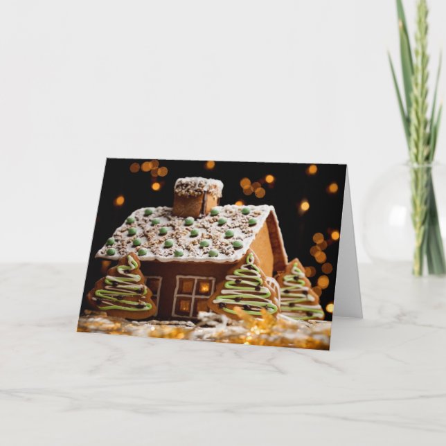 Tarjeta Festiva Casa de Gingerbread (Anverso)