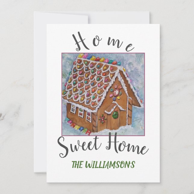 Tarjeta Festiva Casa de Gingerbread Dulce con foto (Anverso)
