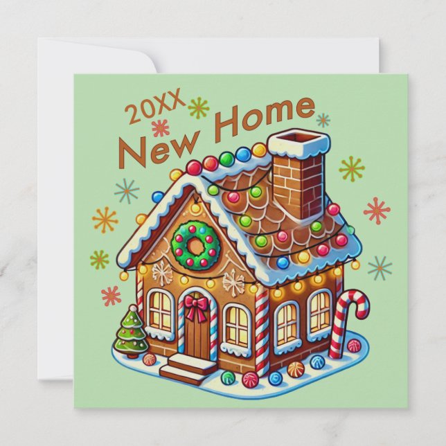 Tarjeta Festiva Casa de Jengibre de Hogar Datanterior (Anverso)