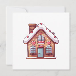Tarjeta Festiva Casa de jengibre navideña adorable