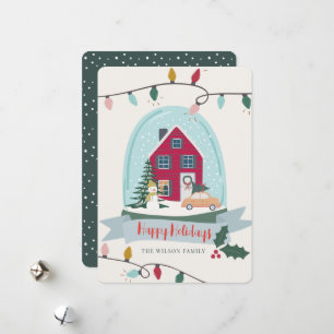 Tarjeta Festiva Casa de Navidades del Globe de nieve y festividad 