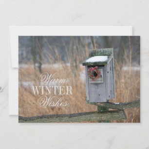 Tarjeta Festiva Casa de pájaro con guirnalda de vacaciones