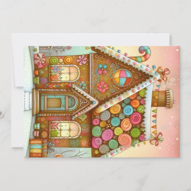 Tarjeta Festiva Casa de pan de jengibre, deliciosa (Anverso)
