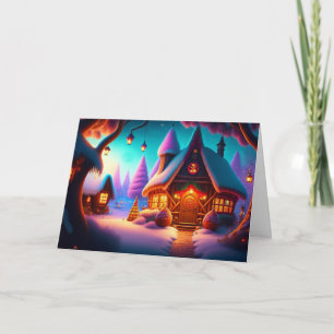 Tarjeta Festiva Casa de Pan de Jengibre Navideña