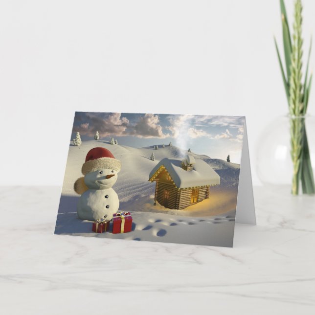 Tarjeta Festiva Casa de registro en la nieve de los Navidades (Anverso)