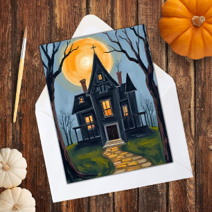 Tarjeta Festiva Casa Embrujada Halloween Espeluznante