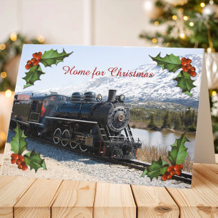 Tarjeta Festiva Casa en el tren para las vacaciones