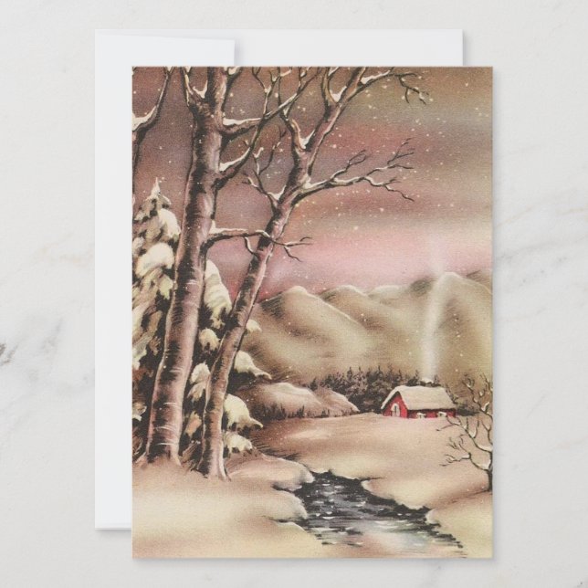 Tarjeta Festiva Casa navideña vintage (Anverso)