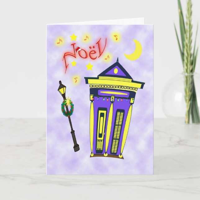 Tarjeta Festiva Casa Noël del arma del tiro de New Orleans (Anverso)