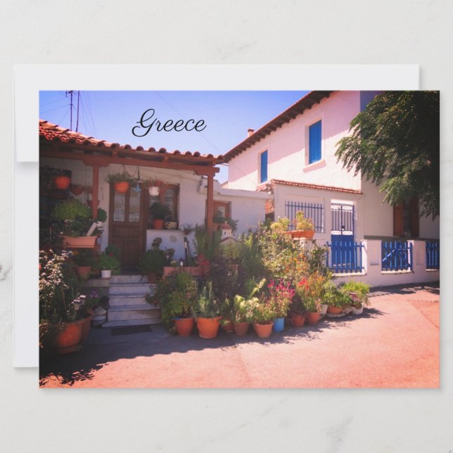 Tarjeta Festiva Casa pequeña de Grecia (Anverso)
