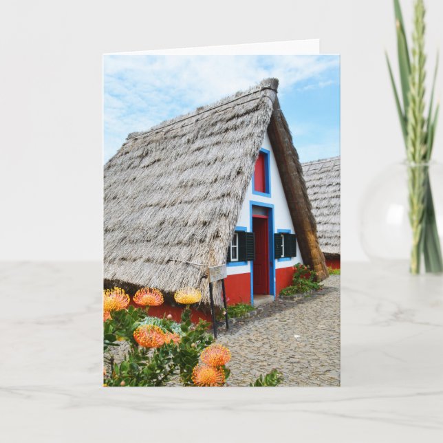 Tarjeta Festiva Casa tradicional en Santana, Madeira (Anverso)