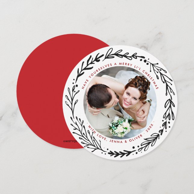 Tarjeta Festiva Casado con una flor navideña (Anverso / Reverso)