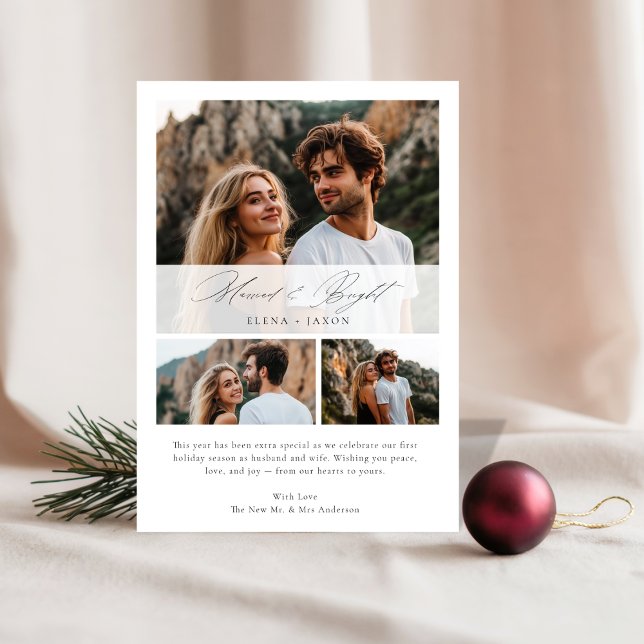 Tarjeta Festiva Casado y brillante elegante 3 foto recién casada (Subido por el creador)