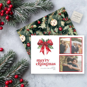 Tarjeta Festiva Casado y brillante rojo hermano Holly recién casad