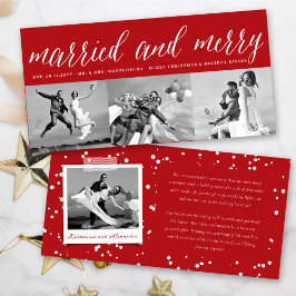 Tarjeta Festiva Casado Y Merry 3 Collages de fotos Boda Simple