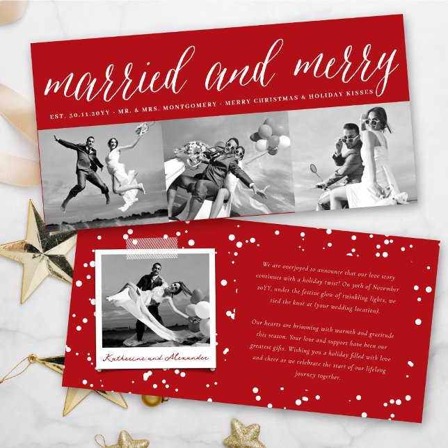 Tarjeta Festiva Casado Y Merry 3 Collages de fotos Boda Simple (Subido por el creador)