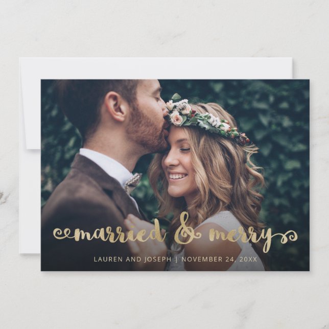 Tarjeta Festiva Casado y moro | Foto manuscrita de Navidades de or (Anverso)
