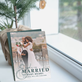 Tarjeta Festiva Casado Y Tan Boda Muy Merry Foto Recién Recibida