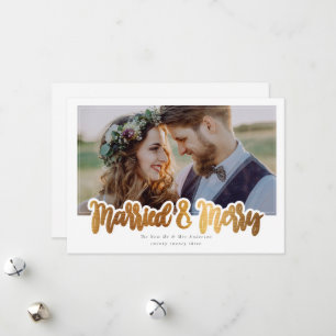 Tarjeta Festiva Casados & Alegres Foto de Boda con Holograma