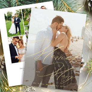 Tarjeta Festiva Casados y alegres foto múltiple boda recién casado