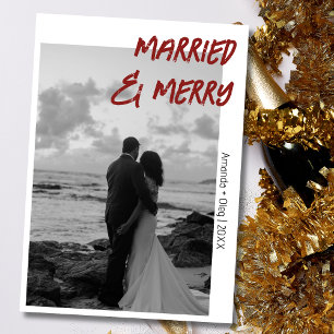 Tarjeta Festiva Casados y Alegres Moderno Burgundy Profundo Decora