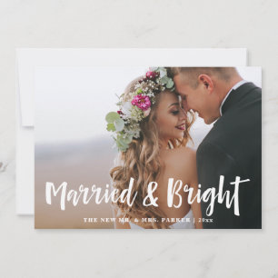 Tarjeta Festiva Casados y Brillantes Dos Fotos de Escritura a Ma