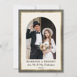 Tarjeta Festiva Casados y Brillantes Foto de Arco Cuadro Negro Pla