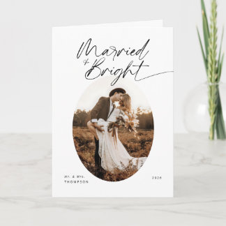 Tarjeta Festiva Casados y Brillantes Moderno Script Elegante de Na