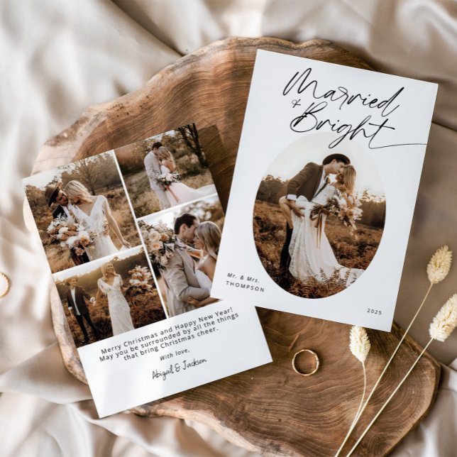 Tarjeta Festiva Casados y brillantes Navidades de guión elegantes  (Subido por el creador)