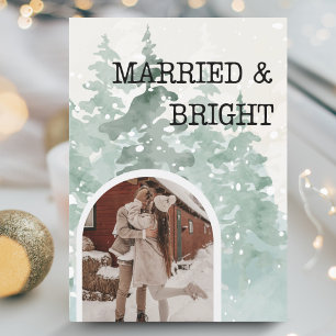 Tarjeta Festiva Casados y recién casados Navidades de acuarela