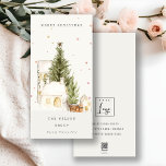 Tarjeta Festiva Casas de Árbol de Nieve Blanca Logo Saludos de Nav<br><div class="desc">Si necesitas más personalización,  por favor,  no dudes en enviarme un mensaje a yellowfebstudio@gmail.com.</div>