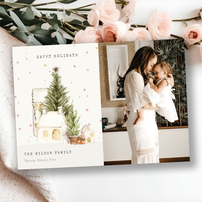 Tarjeta Festiva Casas de árbol de nieve blanca Temporadas de fotos (Subido por el creador)