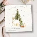 Tarjeta Festiva Casas de Árboles de Nieve Blanca Feliz Saludo de N<br><div class="desc">Si necesitas más personalización,  por favor,  no dudes en enviarme un mensaje a yellowfebstudio@gmail.com.</div>