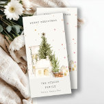 Tarjeta Festiva Casas de Árboles de Nieve Blanca Feliz Saludo de N<br><div class="desc">Si necesitas más personalización,  por favor,  no dudes en enviarme un mensaje a yellowfebstudio@gmail.com.</div>