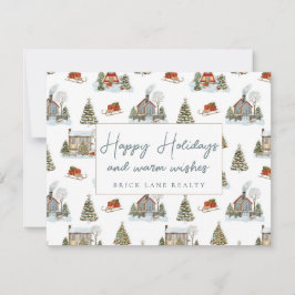 Tarjeta Festiva Casas de Invierno Festivas Felices Fiestas Inmobil
