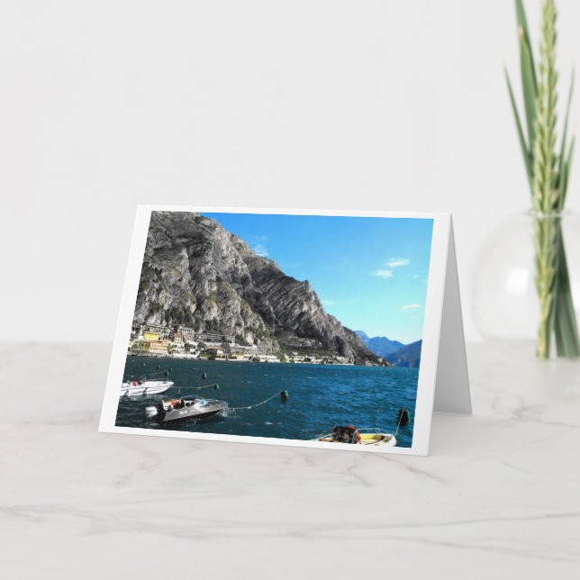 Tarjeta Festiva Casas de limoneros en el borde del lago de Garda (Anverso)