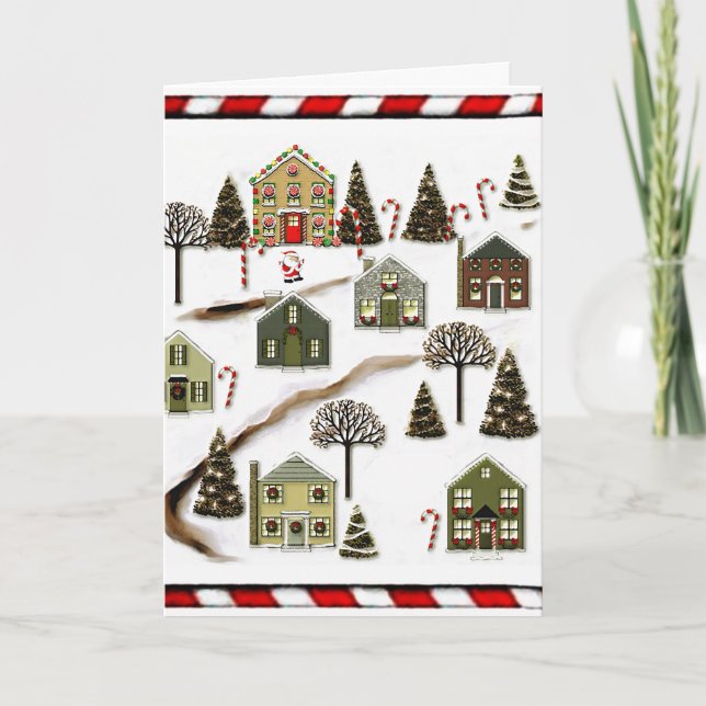 Tarjeta Festiva Casas de navidades (Anverso)
