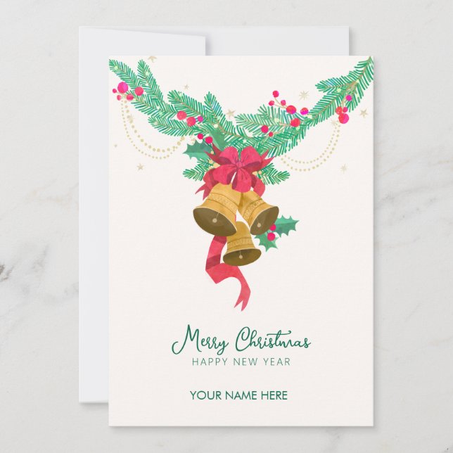 Tarjeta Festiva Cascabel de acuarela (Anverso)