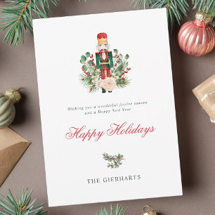 Tarjeta Festiva Cascanueces de letra moderna Felices Fiestas