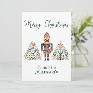 Tarjeta Festiva Cascanueces escandinavo con nombre personalizado N