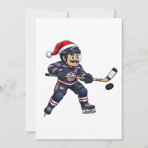 Tarjeta Festiva Cascanueces Hockey Atleta Deportes de Invierno Nav