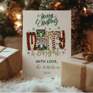 Tarjeta Festiva Cascanueces Navidades Alegres y Brillantes