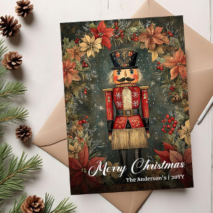 Tarjeta Festiva Cascanueces navideño pacífico a la antigua
