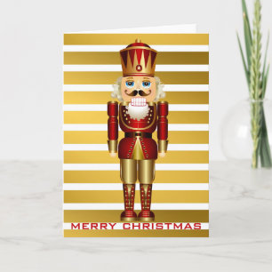 Tarjeta Festiva Cascanueces rojo y dorado